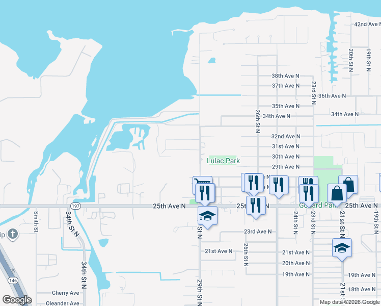 map of restaurants, bars, coffee shops, grocery stores, and more near 2907 30th Ave N in Texas City