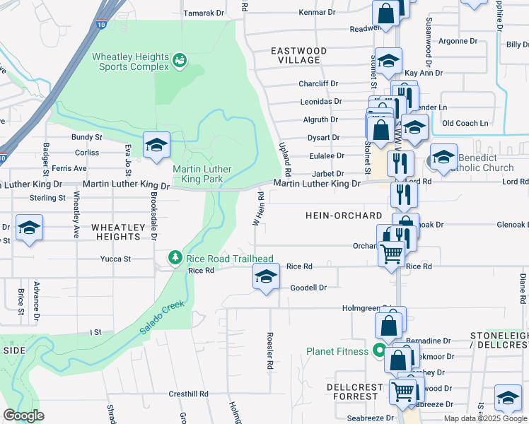map of restaurants, bars, coffee shops, grocery stores, and more near 1210 Hein Road West in San Antonio