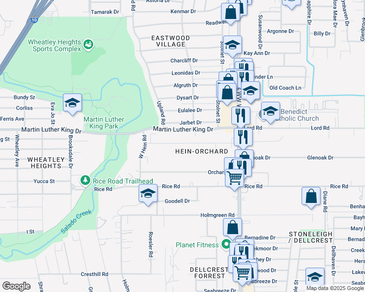 map of restaurants, bars, coffee shops, grocery stores, and more near 4238 North Hein Road in San Antonio