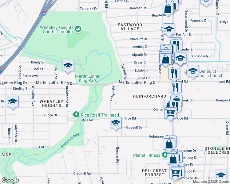 map of restaurants, bars, coffee shops, grocery stores, and more near 1210 Hein Road West in San Antonio