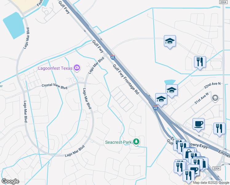 map of restaurants, bars, coffee shops, grocery stores, and more near 3721 Gulf Fwy in La Marque
