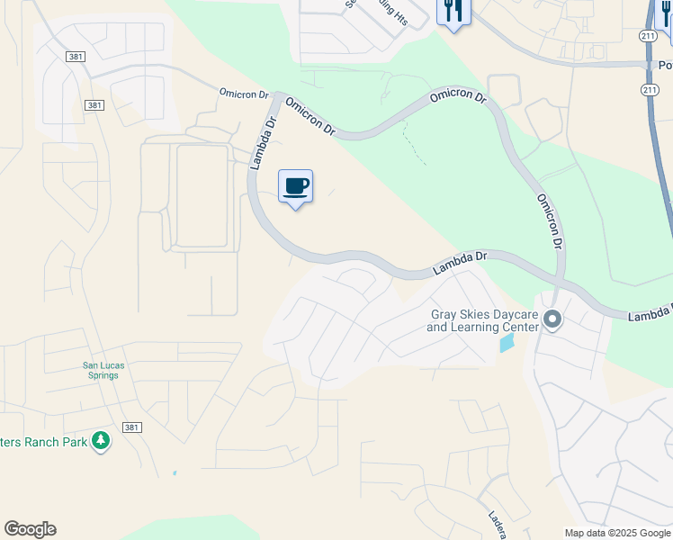 map of restaurants, bars, coffee shops, grocery stores, and more near 15140 Pandion Drive in San Antonio