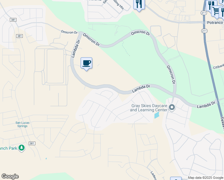 map of restaurants, bars, coffee shops, grocery stores, and more near 15135 Dione Bend in San Antonio