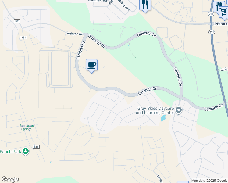 map of restaurants, bars, coffee shops, grocery stores, and more near 15135 Dione Bend in San Antonio