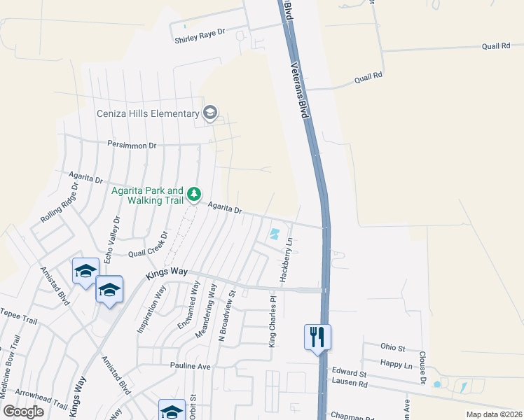 map of restaurants, bars, coffee shops, grocery stores, and more near 71 Buena Vista Circle in Del Rio