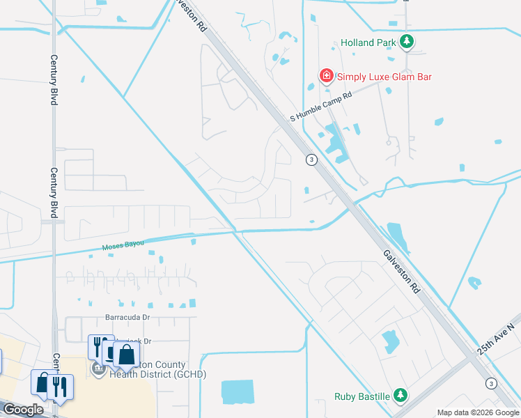 map of restaurants, bars, coffee shops, grocery stores, and more near 3305 Pantera Drive in Texas City