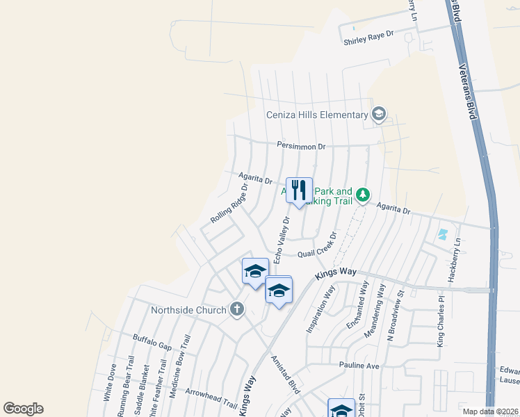 map of restaurants, bars, coffee shops, grocery stores, and more near 205 Mountain View Dr in Del Rio