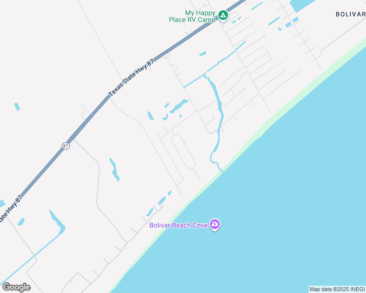 map of restaurants, bars, coffee shops, grocery stores, and more near 827 Johnson Crawford Circle in Bolivar Peninsula