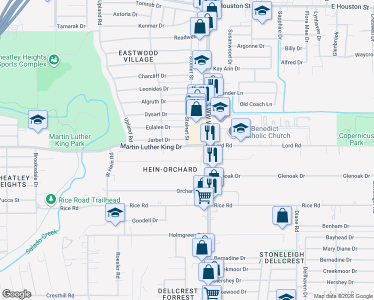 map of restaurants, bars, coffee shops, grocery stores, and more near in San Antonio