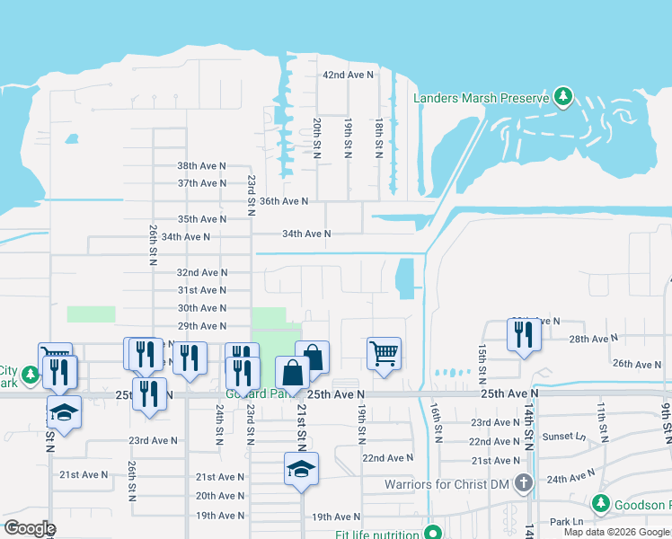 map of restaurants, bars, coffee shops, grocery stores, and more near 1917 34th Ave N in Texas City