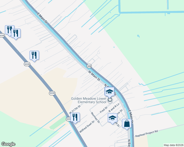 map of restaurants, bars, coffee shops, grocery stores, and more near 18740 West Main Street in Galliano