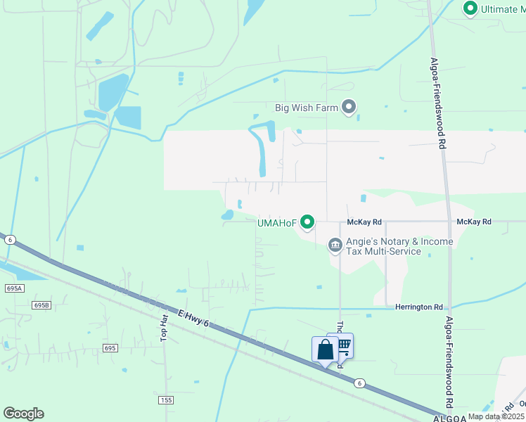 map of restaurants, bars, coffee shops, grocery stores, and more near 19032 Cammie Road in Alvin