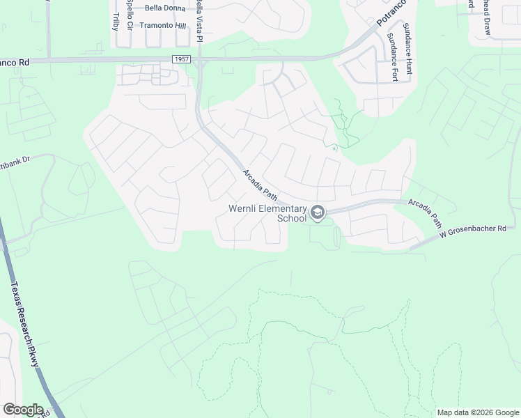 map of restaurants, bars, coffee shops, grocery stores, and more near 1807 Big Thunder in San Antonio