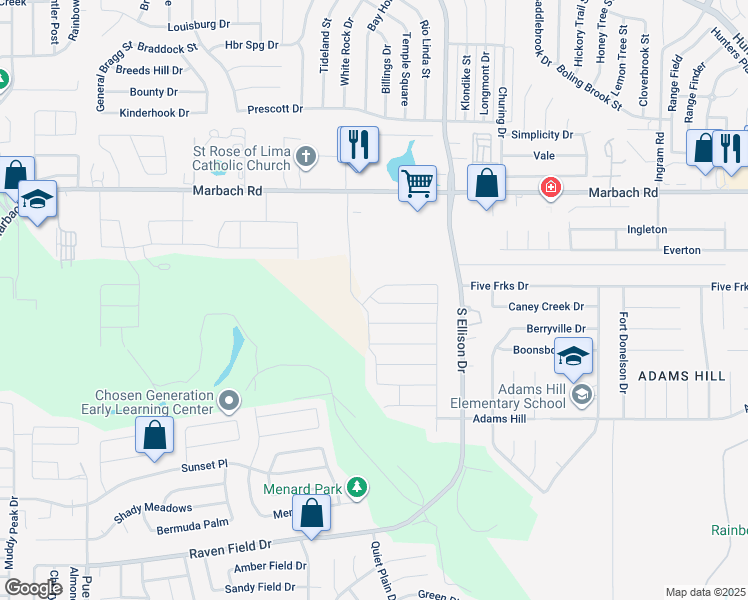 map of restaurants, bars, coffee shops, grocery stores, and more near 9835 Marbach Canyon in San Antonio