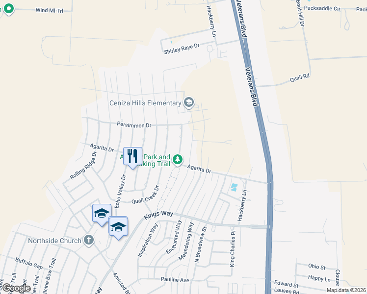 map of restaurants, bars, coffee shops, grocery stores, and more near 106 Lookout Dr in Del Rio