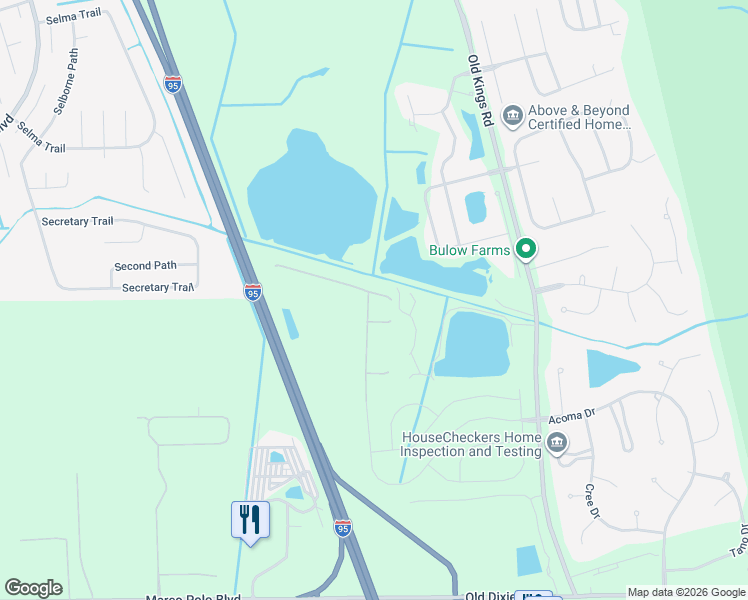 map of restaurants, bars, coffee shops, grocery stores, and more near 38 Eagle Lake Drive in Flagler Beach