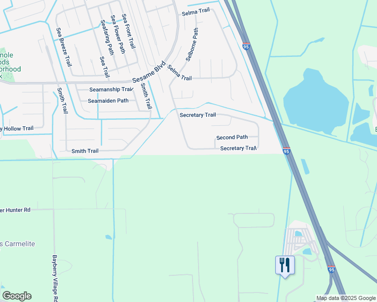map of restaurants, bars, coffee shops, grocery stores, and more near 50 Secretary Trail in Palm Coast
