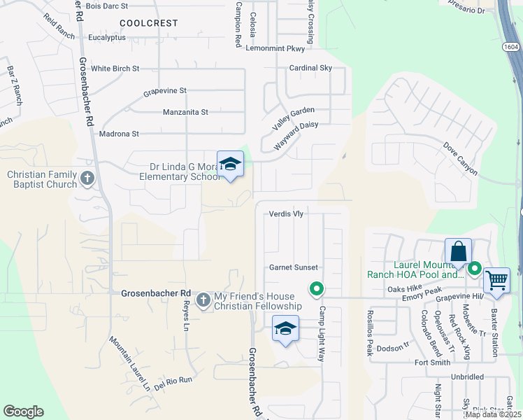 map of restaurants, bars, coffee shops, grocery stores, and more near 1712 Emerald Edge in San Antonio