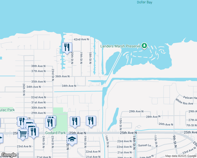 map of restaurants, bars, coffee shops, grocery stores, and more near 3610 17th Street North in Texas City