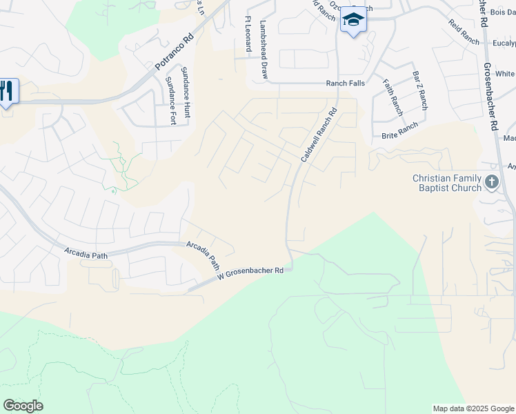 map of restaurants, bars, coffee shops, grocery stores, and more near 12620 West Grosenbacher Road in San Antonio