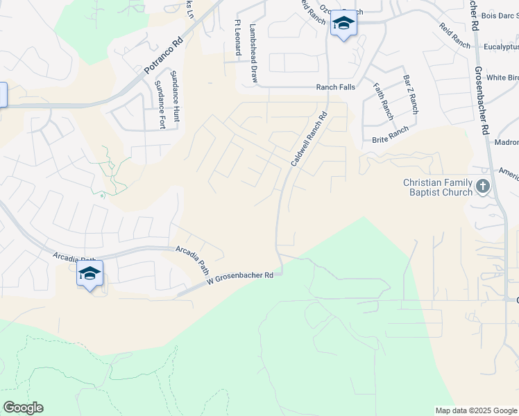 map of restaurants, bars, coffee shops, grocery stores, and more near 12620 West Grosenbacher Road in San Antonio