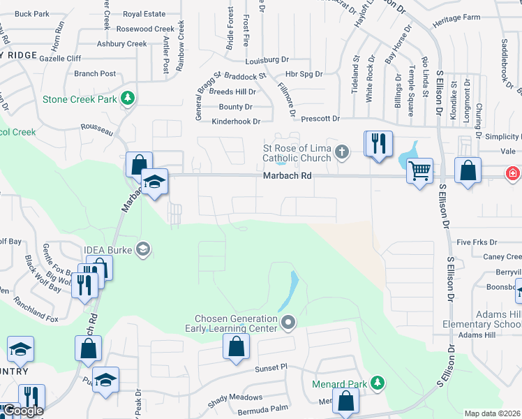 map of restaurants, bars, coffee shops, grocery stores, and more near 10014 Overlook Point in San Antonio