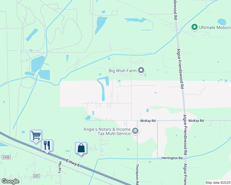 map of restaurants, bars, coffee shops, grocery stores, and more near 18934 Murphy Road in Alvin
