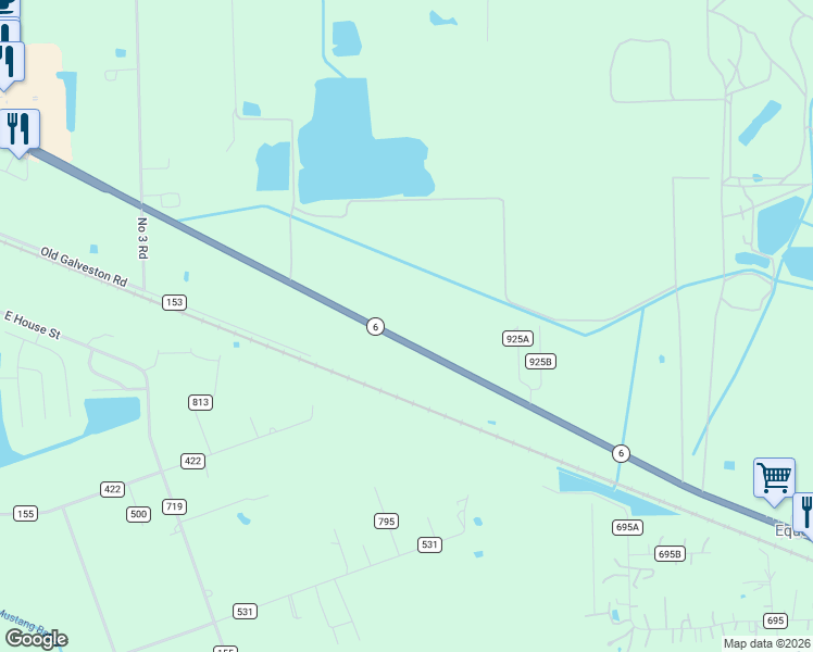 map of restaurants, bars, coffee shops, grocery stores, and more near 3333 East Highway 6 in Alvin