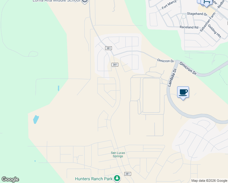 map of restaurants, bars, coffee shops, grocery stores, and more near 15770 FM 1957 in San Antonio
