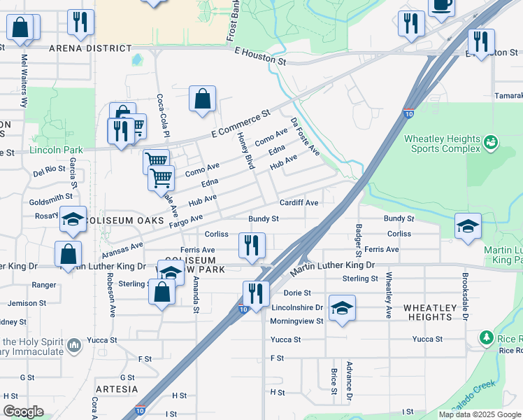 map of restaurants, bars, coffee shops, grocery stores, and more near 2406 Aransas Avenue in San Antonio