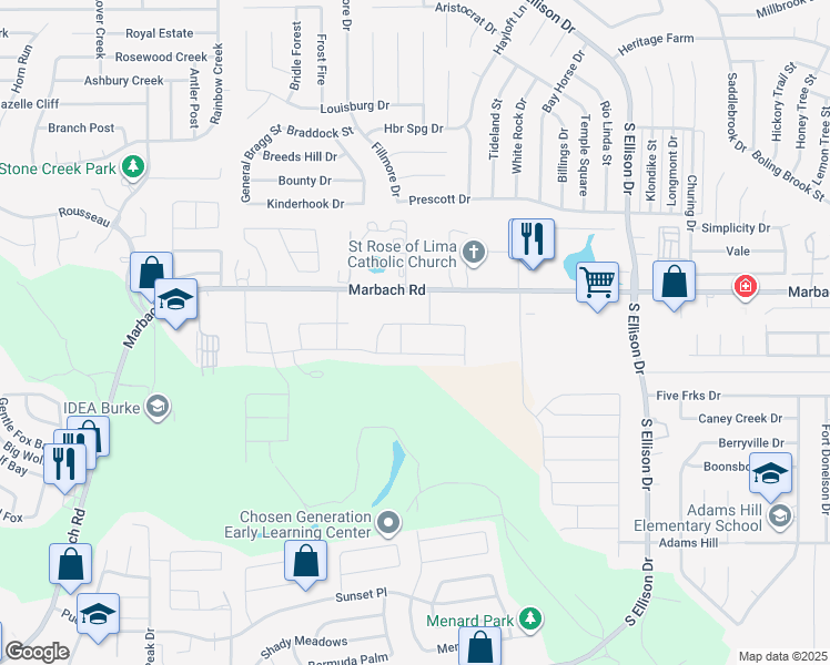 map of restaurants, bars, coffee shops, grocery stores, and more near 9912 Overlook Acres in San Antonio