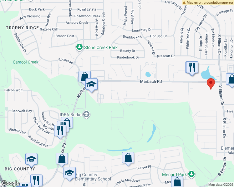 map of restaurants, bars, coffee shops, grocery stores, and more near 1615 Overlook Bend in San Antonio