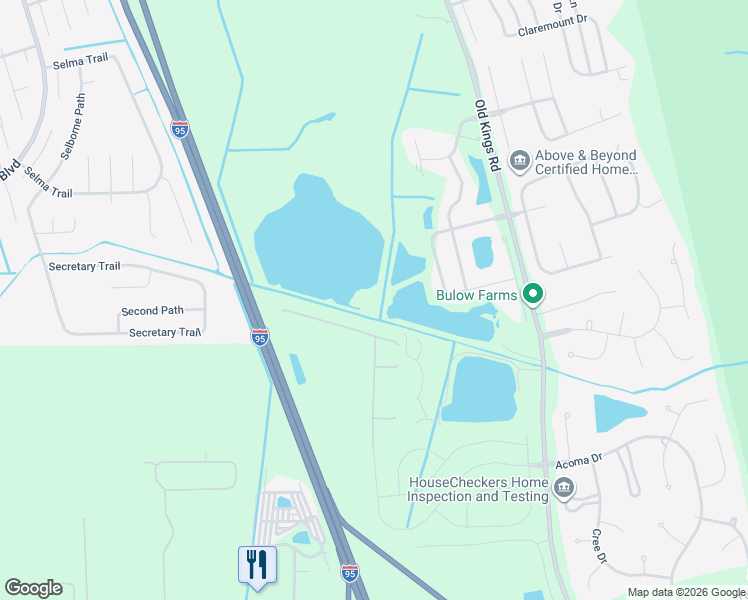 map of restaurants, bars, coffee shops, grocery stores, and more near 38 Eagle Lake Drive in Flagler Beach