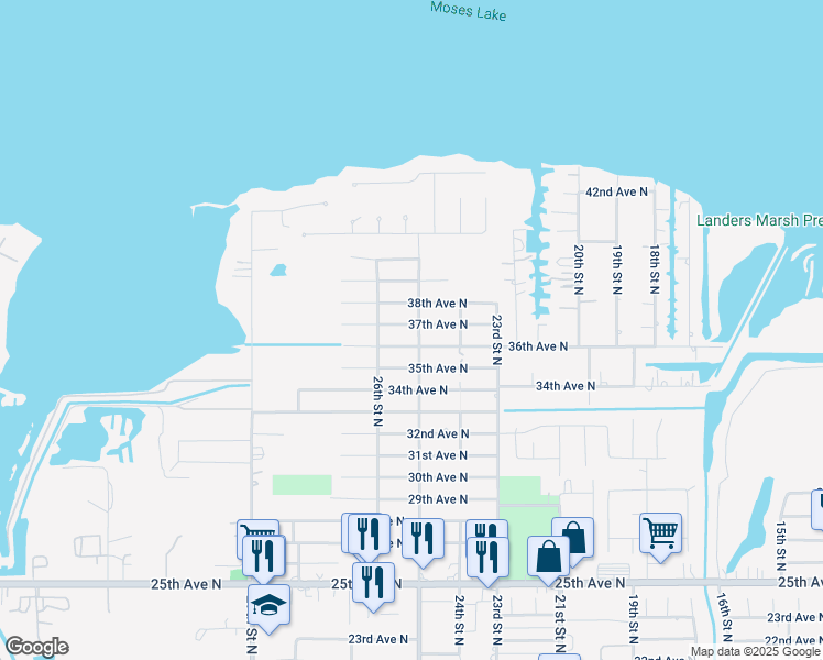 map of restaurants, bars, coffee shops, grocery stores, and more near 2432 36th Avenue North in Texas City