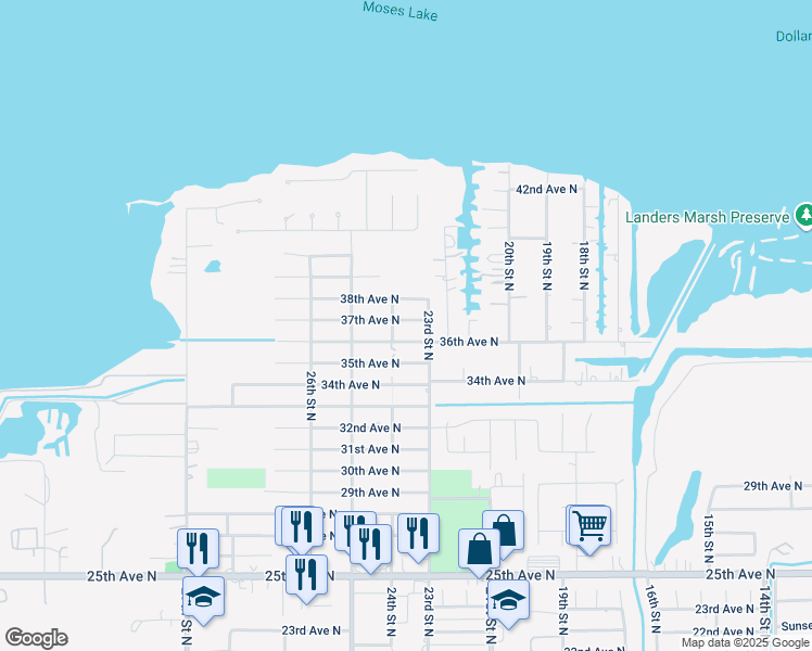 map of restaurants, bars, coffee shops, grocery stores, and more near 2329 37th Avenue North in Texas City