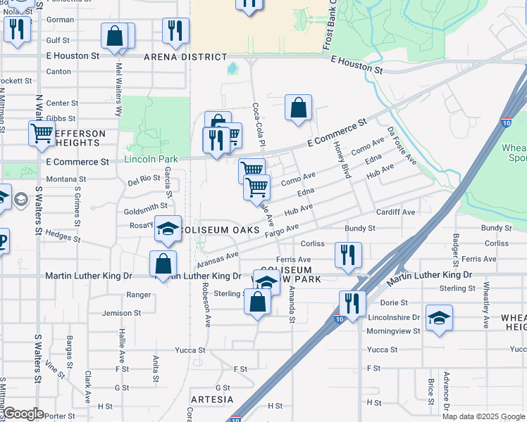 map of restaurants, bars, coffee shops, grocery stores, and more near 417 Spriggsdale Boulevard in San Antonio