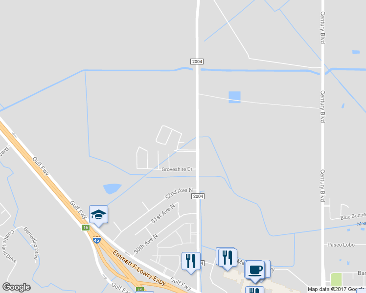 map of restaurants, bars, coffee shops, grocery stores, and more near 10719 Cedar Oaks Court in Texas City