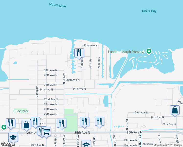 map of restaurants, bars, coffee shops, grocery stores, and more near 1902 36th Avenue North in Texas City