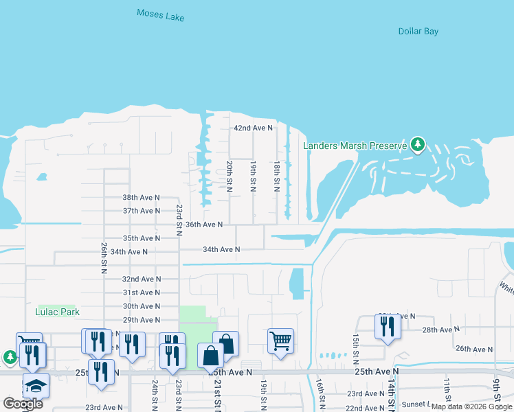 map of restaurants, bars, coffee shops, grocery stores, and more near 1902 36th Avenue North in Texas City