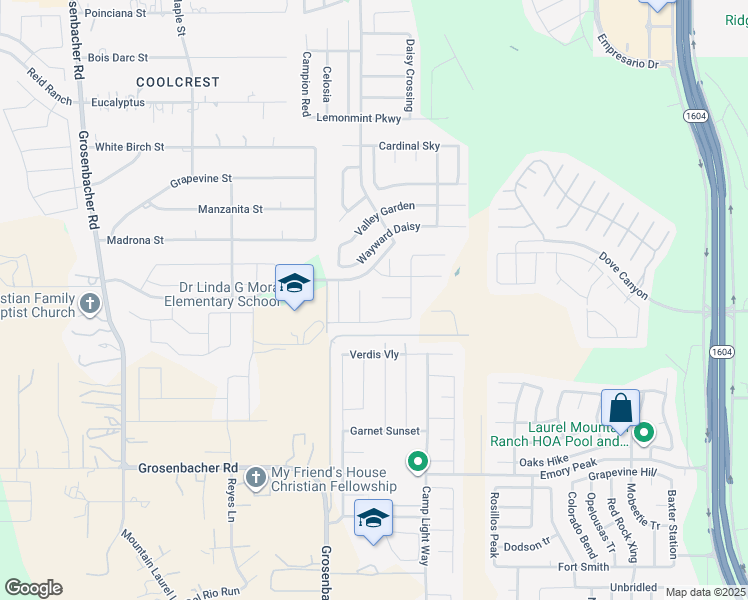map of restaurants, bars, coffee shops, grocery stores, and more near 11726 Poppy Sands in San Antonio