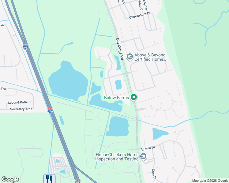 map of restaurants, bars, coffee shops, grocery stores, and more near 43 Turtle Ridge Drive in Flagler Beach