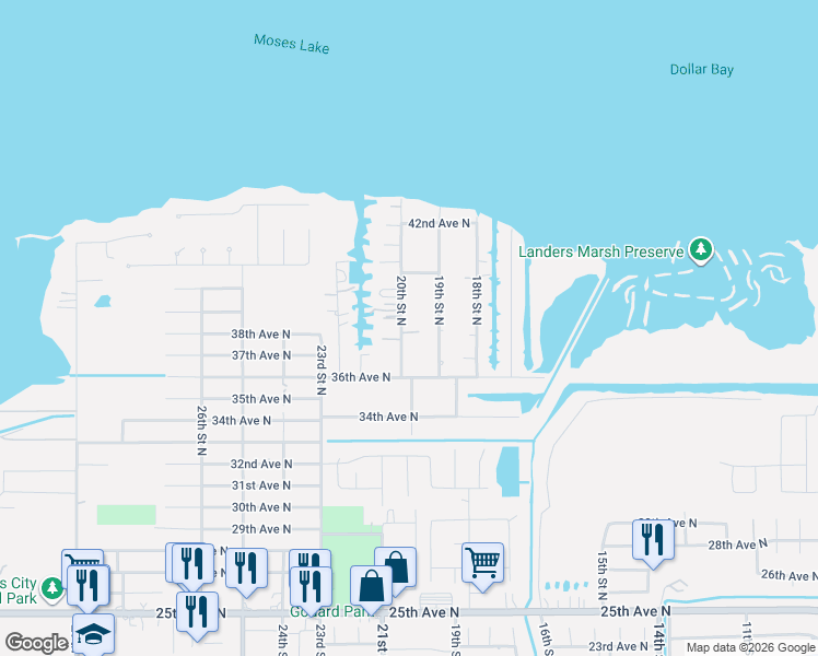 map of restaurants, bars, coffee shops, grocery stores, and more near 3811 20th Street North in Texas City