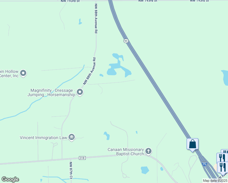 map of restaurants, bars, coffee shops, grocery stores, and more near 8250 Northwest 186th Street in Reddick