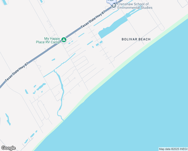 map of restaurants, bars, coffee shops, grocery stores, and more near 157 Ocean Shores Drive in Bolivar Peninsula
