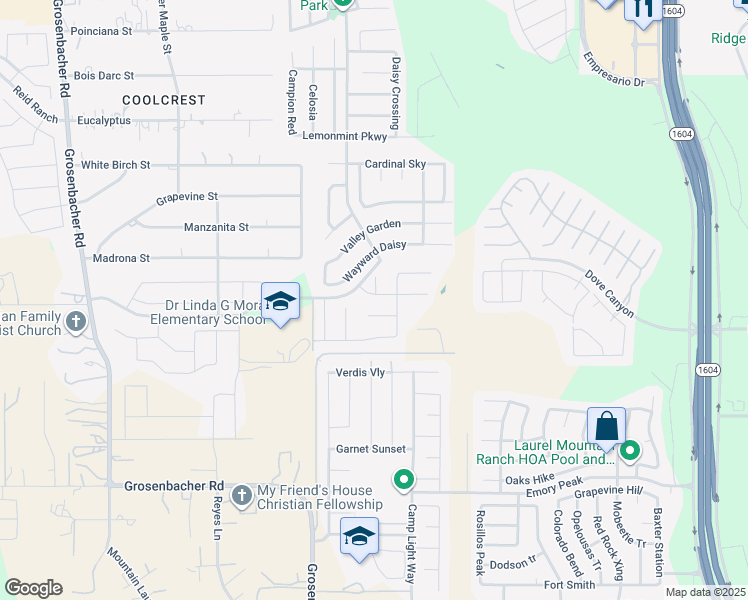 map of restaurants, bars, coffee shops, grocery stores, and more near 11726 Poppy Sands in San Antonio