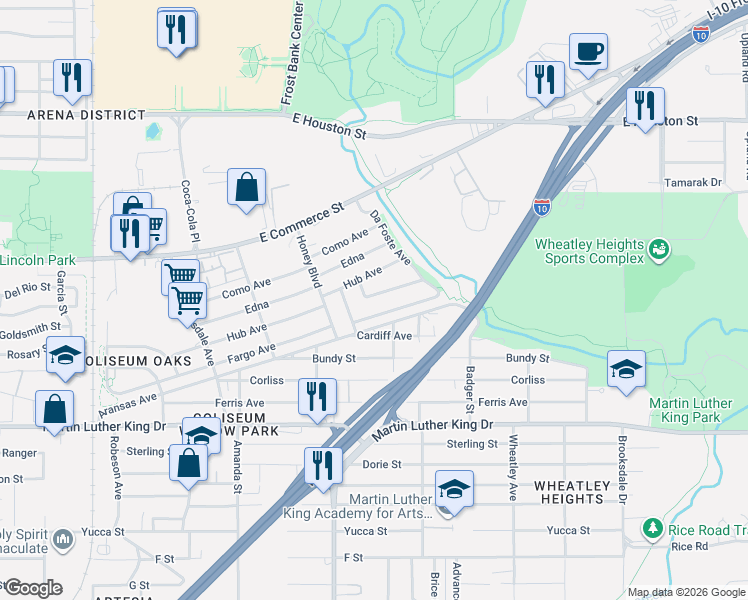map of restaurants, bars, coffee shops, grocery stores, and more near 119 Marmok Avenue in San Antonio