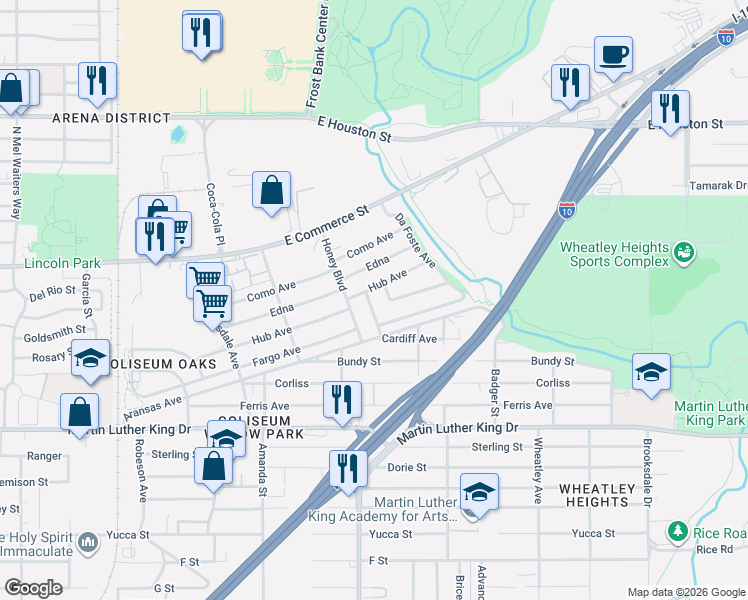 map of restaurants, bars, coffee shops, grocery stores, and more near 119 Marmok Avenue in San Antonio