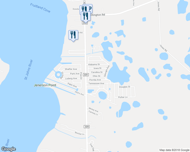 map of restaurants, bars, coffee shops, grocery stores, and more near 111 Ohio Street in Crescent City