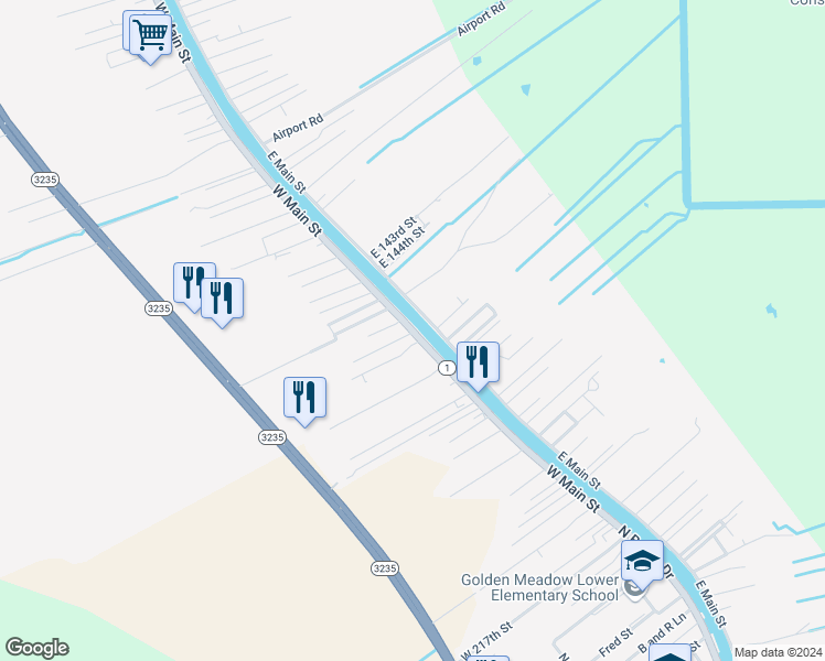 map of restaurants, bars, coffee shops, grocery stores, and more near 18612 West Main Street in Galliano
