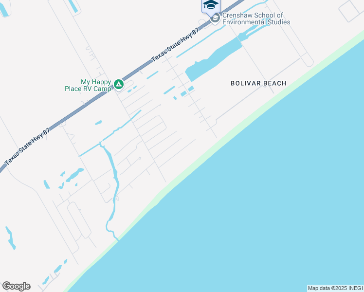 map of restaurants, bars, coffee shops, grocery stores, and more near 157 Ocean Shores Drive in Bolivar Peninsula
